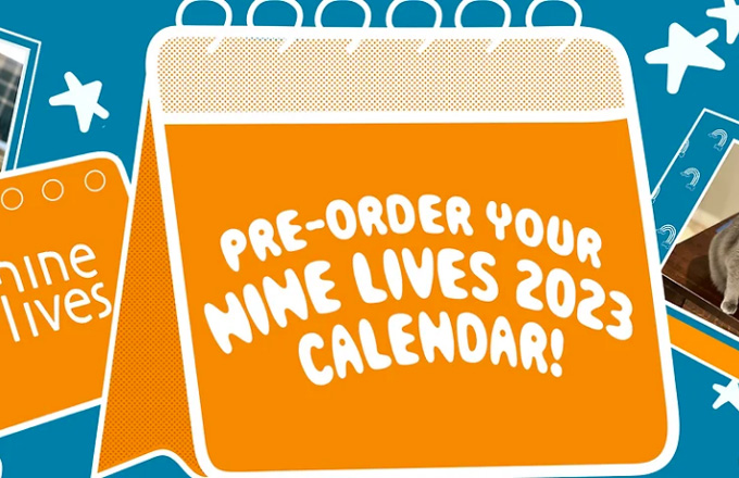 Graphic for the preorder promotion of the Nine Lives Foundation 2023 Calenar
